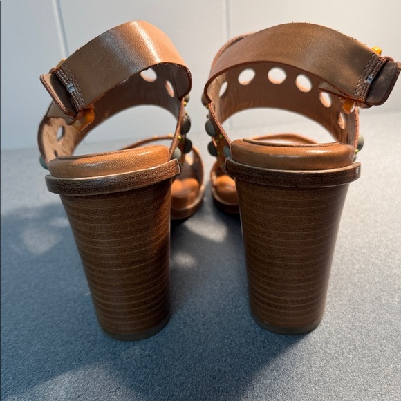 Donald Pliner Studded Leather Block Heel Sandals - 3.5-4" heel, Size 7 1/2 M - Picture 6 of 9